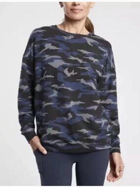Athleta Women's Size Large Tall Studio‎ To Street Printed Sweatshirt Blue Black